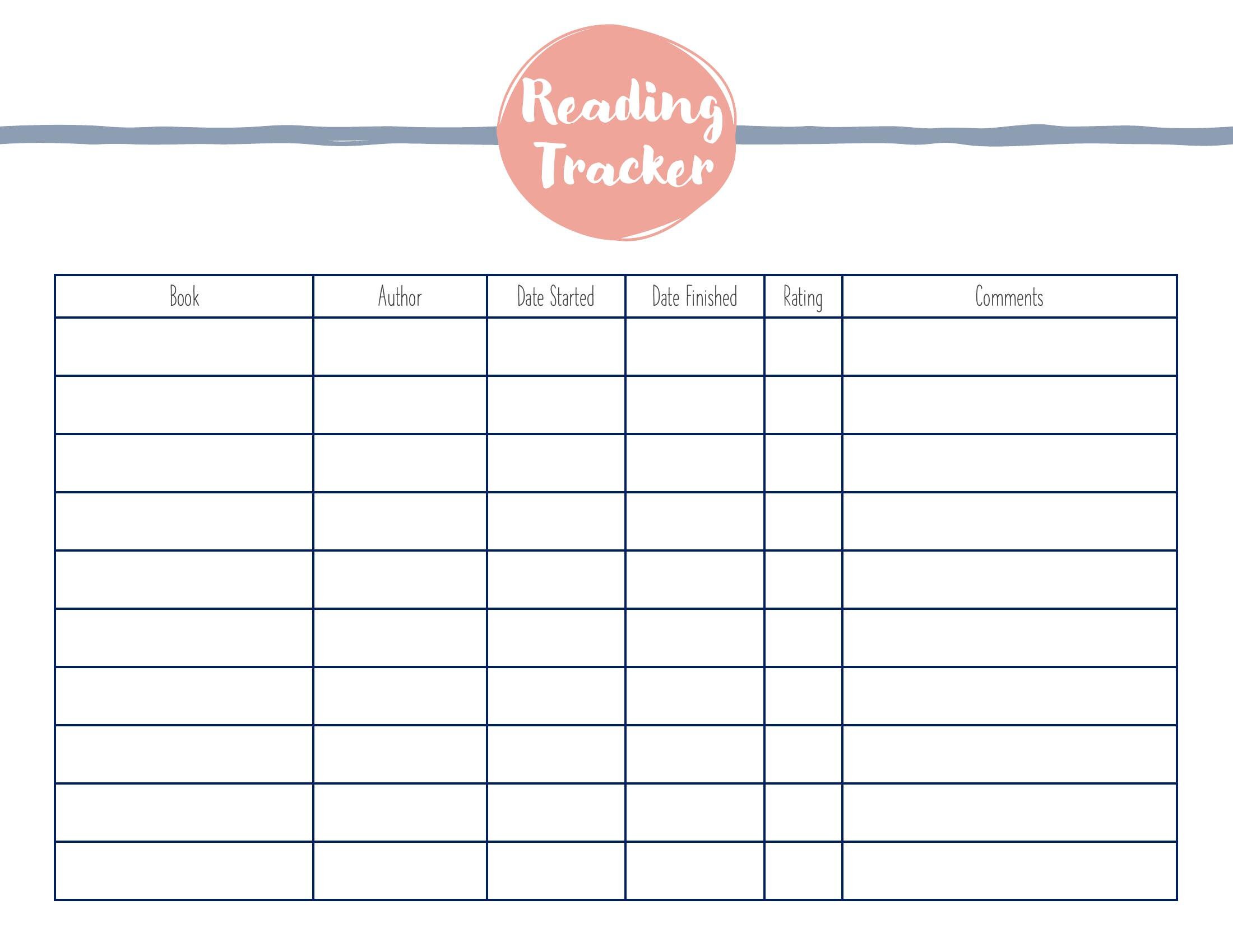 Printable Reading Tracker - Etsy
