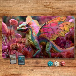 Dragon MTG Playmat/Spielmatte MTG/Brettspiel Matte für TKG/Dragon Mauspad/Fantasy Dragon Schreibtischmatte/Mtg Geschenke/Tcg Geschenke/Pink Maus Pad