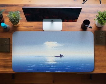 Blue Lake  Desk Mat, Water Desk Mat, Sky Mouse Pad, Aesthetic Ocean Mousepad, Aesthetic Desk Pad, Minimal Office Decor, Fishing Lover Gift.