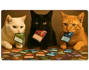 Cats Playing Magic the Gathering - Playmat : MTG Playmat