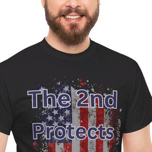 The 2nd Protects the 1st, Rights, Constitution, Bill Of Rights, Amendments, Shall Not Be Infringed, Free Speech,  // Unisex Heavy Cotton Tee