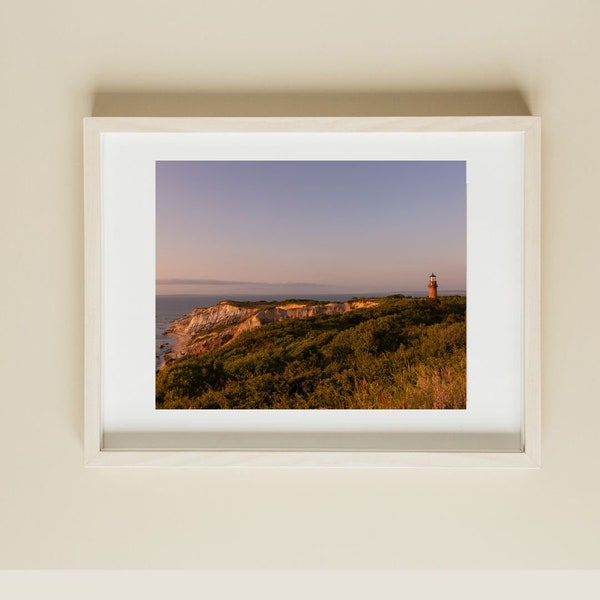 Photograph of Aquinnah Gay Head Lighthouse and coast of Martha's Vineyard at sunset