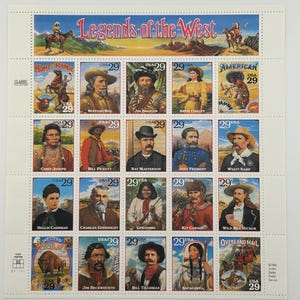 1994 US Scott #2869, 29 cents, Legends of the West, Full Pane of 2 Stamps, MNH