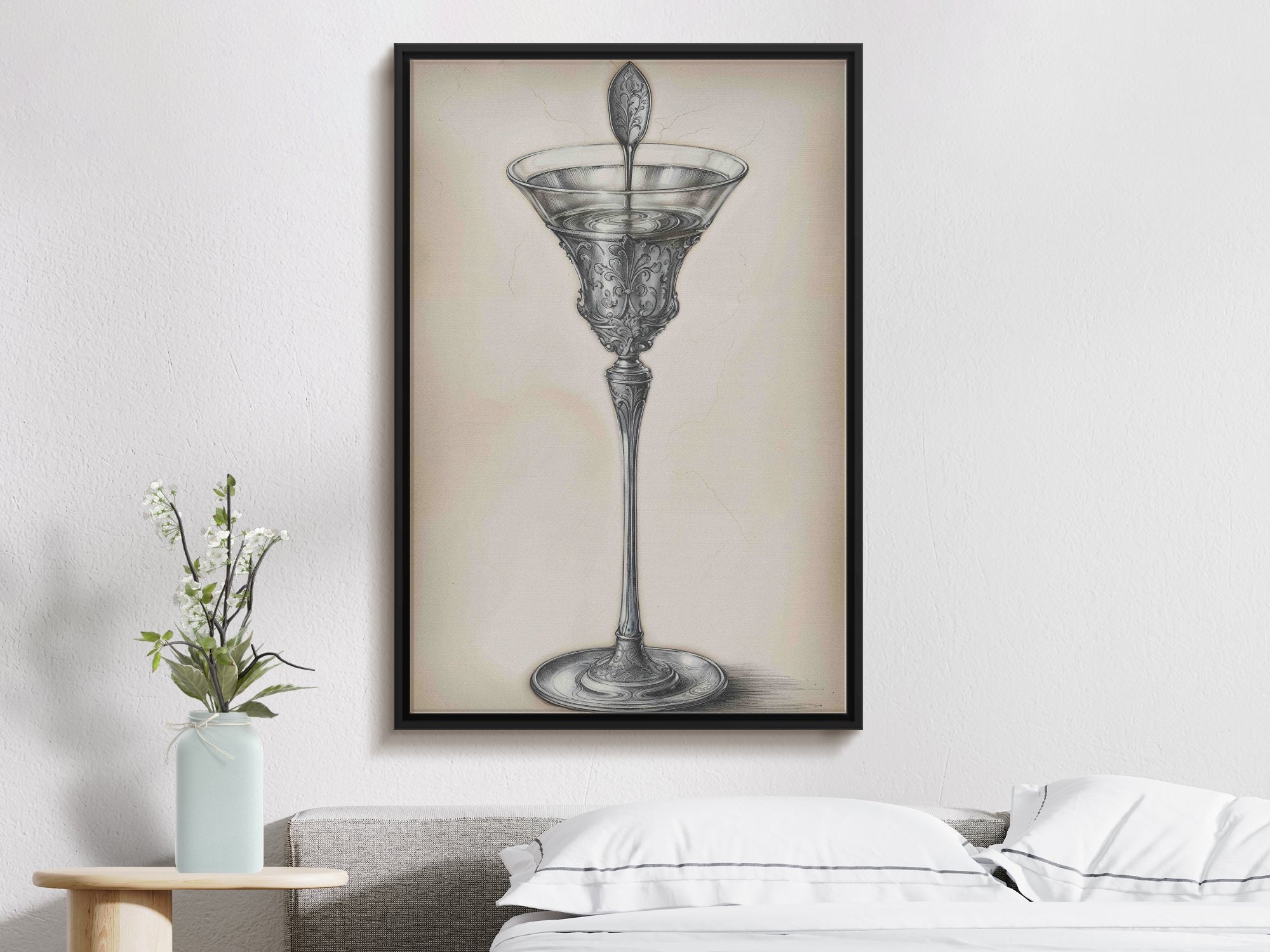 Rustic Absinthe Glass Sketch Digital Download, Classic Wall Art, Home ...
