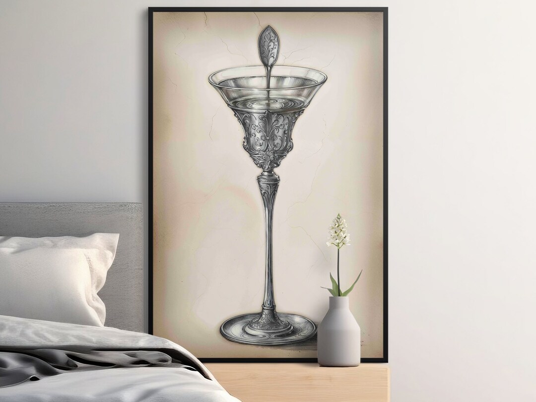 Rustic Absinthe Glass Sketch Digital Download, Classic Wall Art, Home ...