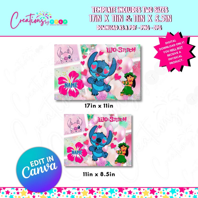 Personalized LILO Editable Canva Template Placemat Download ...