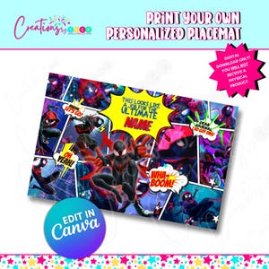 Personalized SUPER MILES Editable Canva Template Placemat Download, Personalized Kids Activity Placemat, Printable Placemat