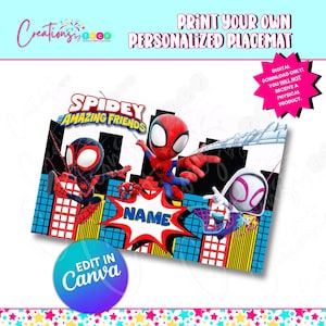 Personalized SUPER FRIENDS Editable Canva Template Placemat Download, Personalized Kids Activity Placemat, Printable Placemat