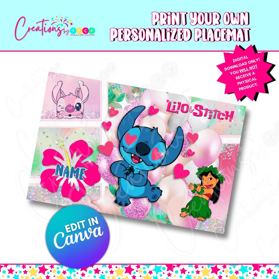 Personalized LILO Editable Canva Template Placemat Download ...