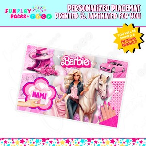 Personalized Western Girl Kids Activity Laminated Placemat, Custom Party Favor