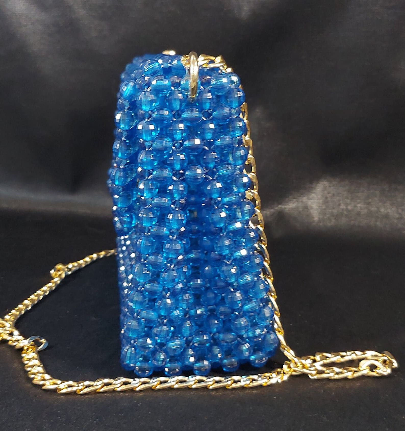 Beaded Bag, Evening Bag, Handmade Bag, Blue Bead Bag, Luxury Bag,bead