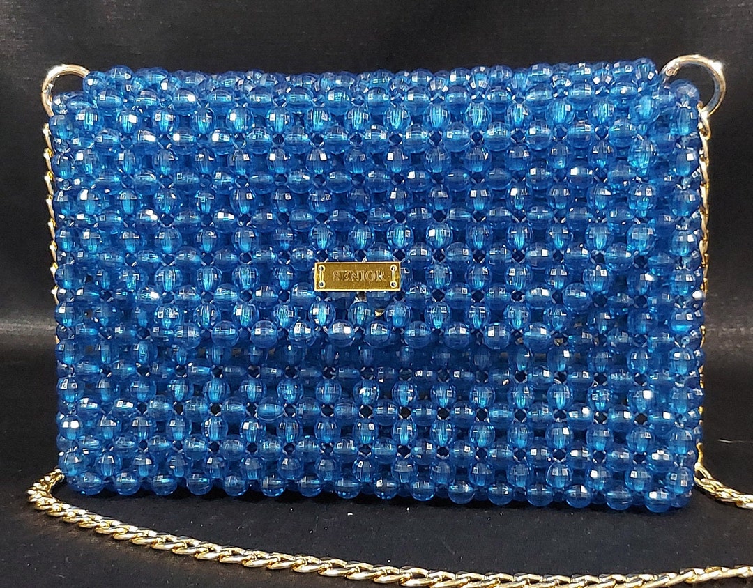 Beaded Bag, Evening Bag, Handmade Bag, Blue Bead Bag, Luxury Bag,bead ...