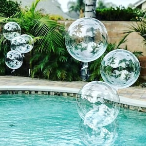 10pcs of 24”Transparent Bubble Clear Balloons,Bobo Balloons Helium Style, LED Light Up,Gifts Christmas,Wedding,pool, Birthday Decoration