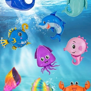 Under the sea Animal foil balloons Decorations Ocean Party  Balloonhigh quality  Ocean Figures  balloons Set of  of 9pcs 30-37cm