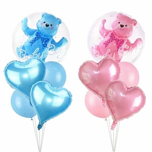 Bubble adorable bear foil balloons adds a cute touch to any celebrations   Baby Boy & Girl birthday,  ginger parties 5pc, 4D Transparent