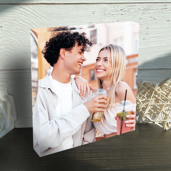 Personalisierter Fotoblock, personalisierte Plakette, bedruckte Fotoplakette, Acryl-Hochzeitsschild, Valentinstagsgeschenk, Geschenk für Sie