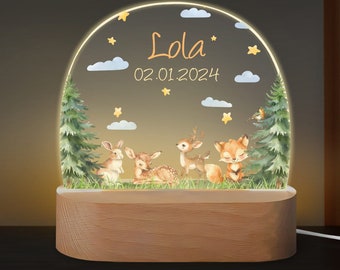 Personalized Acrylic Night lamp, Cute Animals Lamp,Custom Baptism Gift, Light For Children's Room, Bedside Lamp, Baby Gift Birth