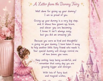 Pink Fairy Letter for Dummy Giving Up Reward | Magical Keepsake (Digital Download)