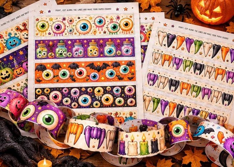 Halloween Paper Chains Printable | 10 Page Kids Halloween Craft | DIY ...