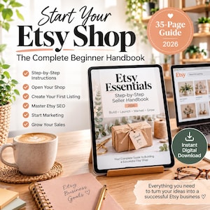 Etsy Seller Guide 2026, How to Start an Etsy Shop, Beginner Etsy Handbook, Etsy SEO, Listings, Marketing & Sales Guide