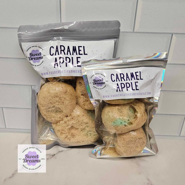 Caramel Green Apple Freeze Dried Candy Light Crisp Airy Crunchy Flavorful Candies Trending Snacks Sweet Treats Edible Viral Party Favors