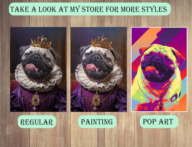 Two Pets Portrait, Digital File Pet Royal Portrait, Royal Cat Portrait, Dog Royal Portrait, Gift For Pet Lover, One-Of-A-Kind Gift zdjęcie 9