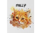 Custom Watercolor Pet Portrait from Photo, Dog Portrait, Cat Portrait, Digital File, Gift For Pet Lover, One-Of-A-Kind Gift