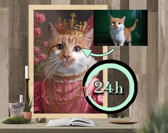 Custom Royal Pet Portrait, Digital File Pet Royal Portrait, Royal Cat Portrait, Dog Royal Portrait, Gift For Pet Lover, One-Of-A-Kind Gift
