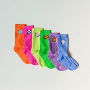 Neon smiley socks