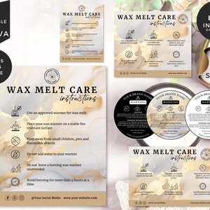 Bewerkbare waarschuwingskaart waxmelt, onderhoudskaart waxmelt, goud, digitale download, canvassjabloon, doe-het-zelf waxmelt-veiligheidslabel, CBW1
