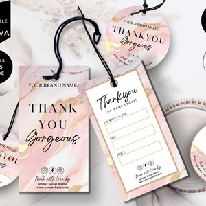 Etiquetas colgantes, etiquetas colgantes personalizadas, color rosa, plantilla de etiqueta de precio, etiquetas de agradecimiento para productos, etiquetas para pequeñas empresas, etiquetas de productos, plantillas de etiquetas para ropa, CBP1