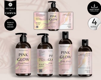 Shampoo Bottle Label Template, Canva Bottle Label Design, DIY Cosmetic ...