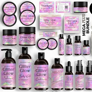 Editable Cosmetic Label Templates, Custom Body Product Label, DIY Skincare Label, Beauty Sticker Design, Bottle and Jar Labels, pink, CBP4