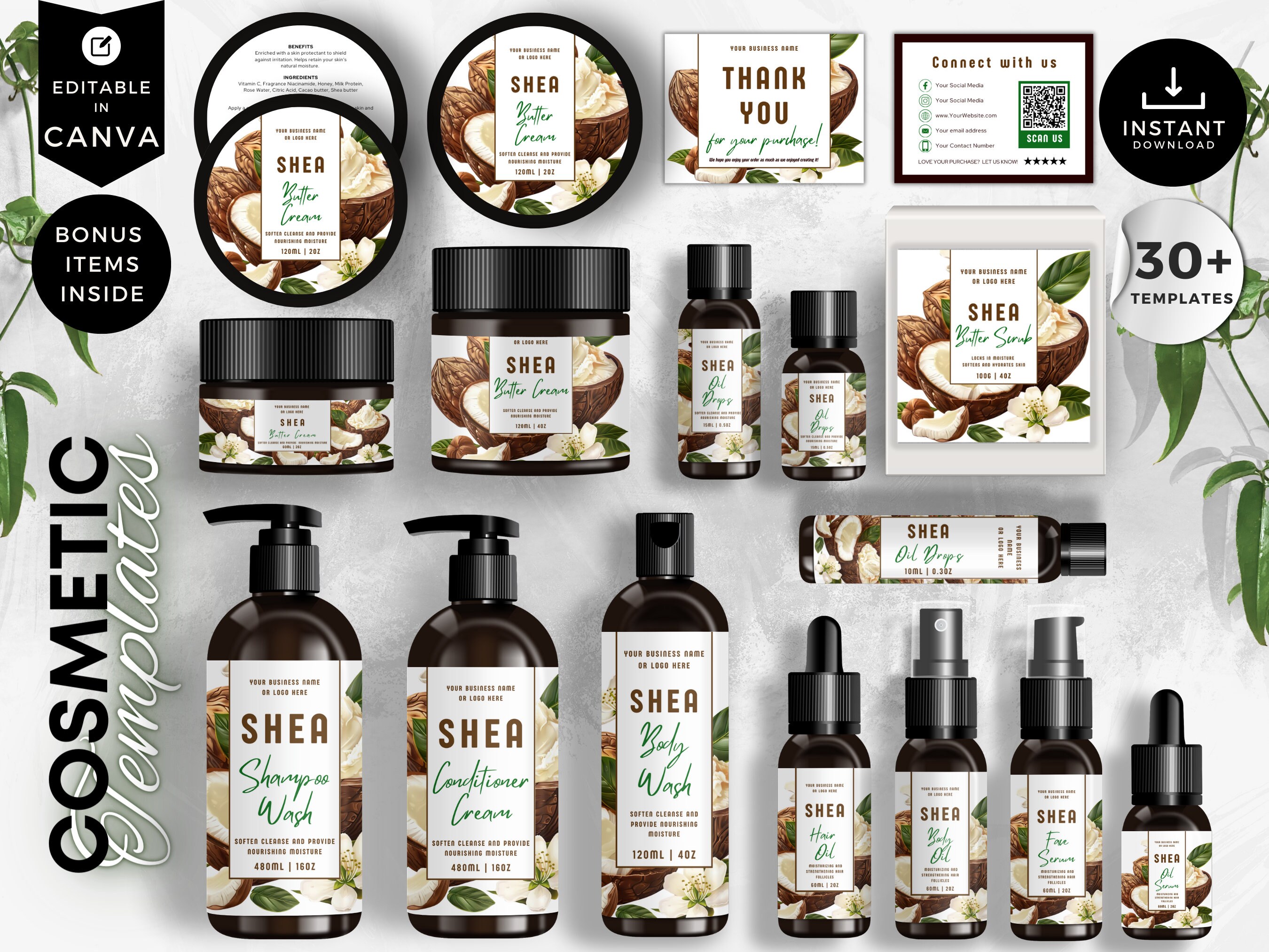 Editable Cosmetic Label Templates, Custom Body Product Labels, DIY ...