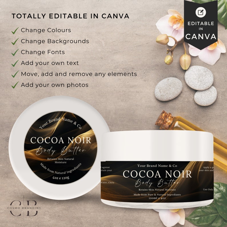 Luxury Elegant Jar Label Template Bundle, Canva Editable Jar Lid & Balm ...