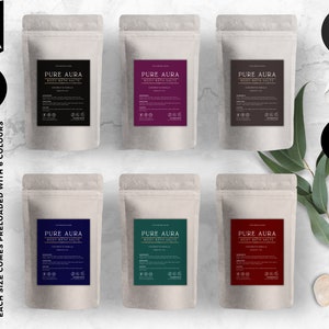 Editable Pouch Label Template, Bath Salts Label,  Apothecary Pouch Label, Tea Coffee Pouch Label, DIY Canva Product Packaging Design, CBO2