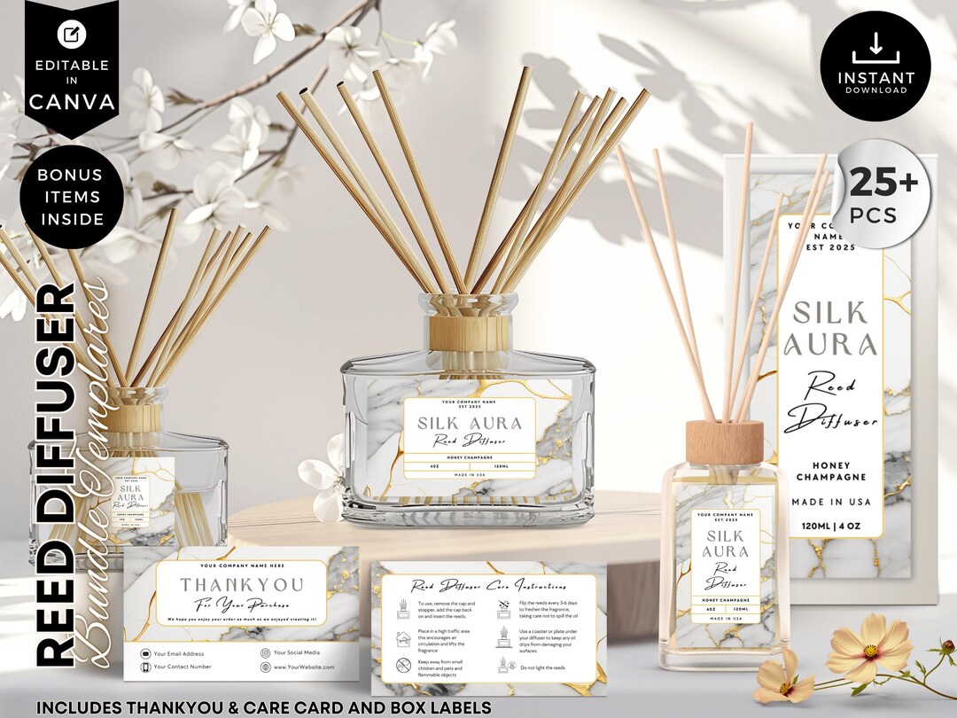 Editable Reed Diffuser Template, DIY Canva Product Labels, Room ...