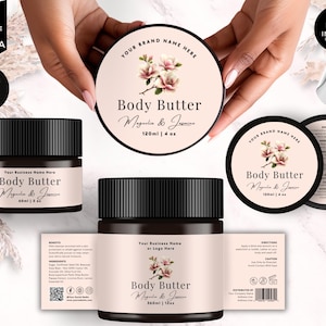 Editable Jar Label Templates, Cosmetic Product Label, DIY Canva Design, Body Skincare Brand, Round Tin Labels, Jar Lid Sticker, Pink, CS4