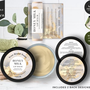 Lip Balm Label Template, Editable Chapstick Label, Editable Cosmetic Label, Canva, Custom Lip Tin Labels, Lip Product Labels, Gold, CBW1