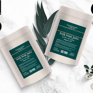Editable Pouch Label Template, Bath Salts Label,  Apothecary Pouch Label, Tea, Coffee, DIY Soap Label, Pouch Packaging Design, Green, CS7