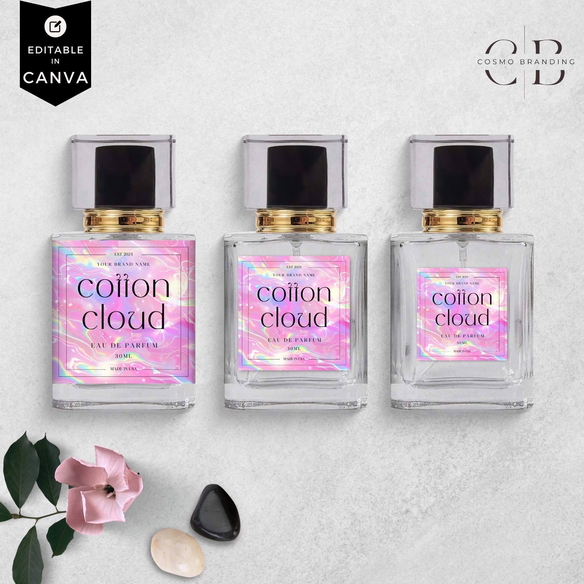 Editable Perfume Bottle Label, Custom Fragrance Canva Design, DIY ...