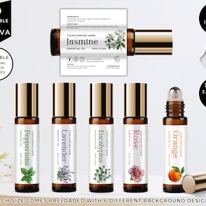 Essential Oil Label, Roller Bottle Label, Oil Bottle Label, Canva Template, Printable Custom Product Label, Editable Roll On Bottle, CBR5
