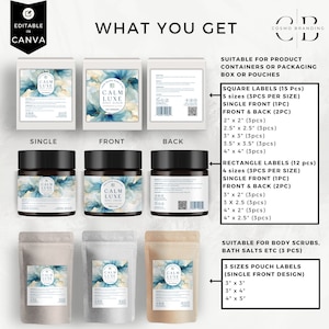 Luxury Elegant Skincare Label Template, Bundle Canva Editable Cosmetic ...