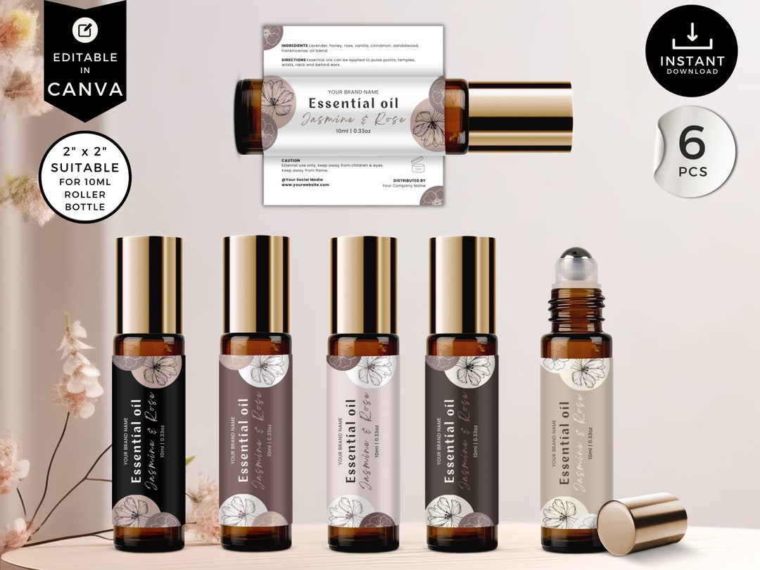 Essential Oil Label, Roller Bottle Label, Oil Bottle Design, Canva ...