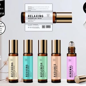 Essential Oil Label, Roller Bottle Label, Oil Bottle Label, Canva Template, Printable Custom Product Label, Editable Roll On Bottles, CBH4