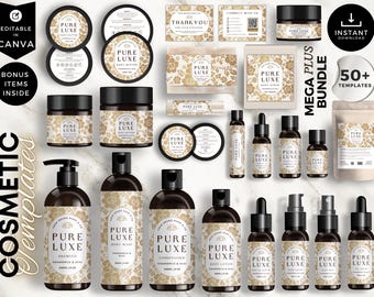 Luxury Skincare Label Template, Bundle Canva Editable Cosmetic Labels, Beauty Branding Kit, CBW7