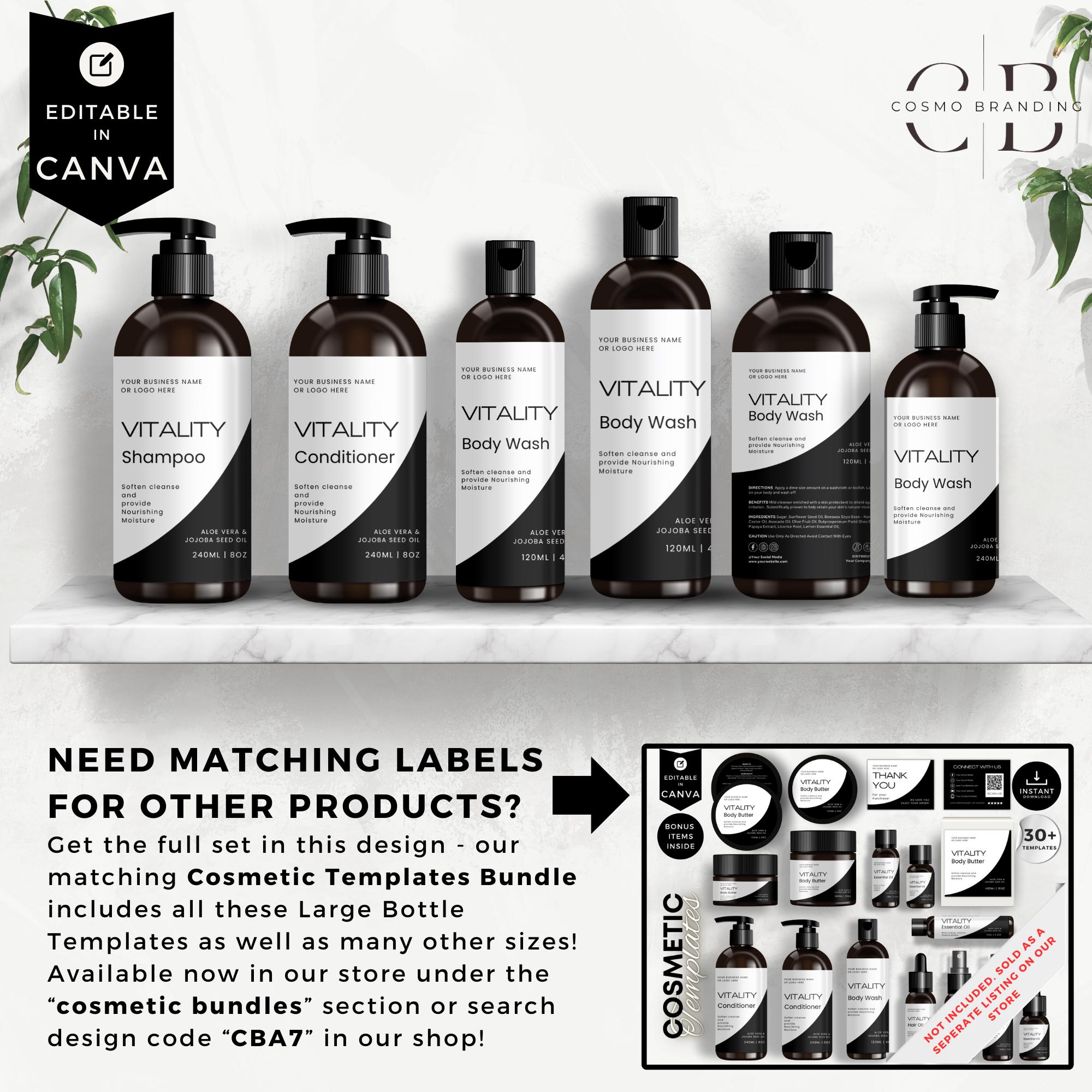 Mini Conditioner Label Modern Shampoo Bottle Label Template Set, Canva Editable Lotion ...