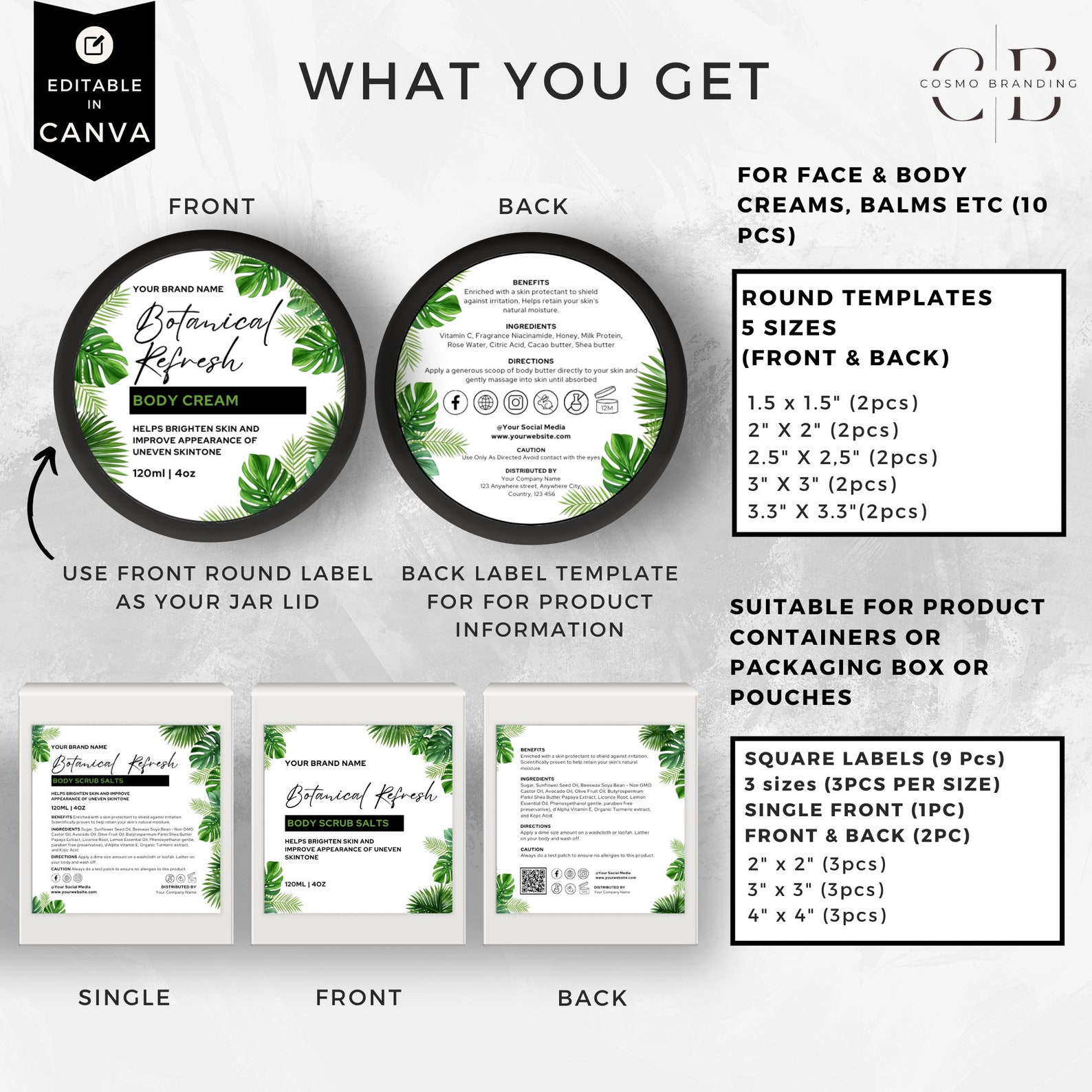 Editable Cosmetic Labels, Cosmetic Label Templates, DIY Skincare Labels ...