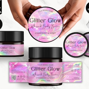 Editable Jar Label Templates, Cosmetic Product Label, DIY Canva Design, Body Skincare Brand, Round Tin Labels, Jar Lid Sticker, Pink, CBP4