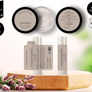 Lip Balm Label Template, Editable Chapstick Label, DIY Canva Lip Gloss Label, Custom Lip Tin Labels, Lip Product Package Labels, Taupe, CS1